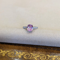 3.04 Ct. Pink Sapphire and Natural Diamond Pave Ring, Platinum 950 Life Style