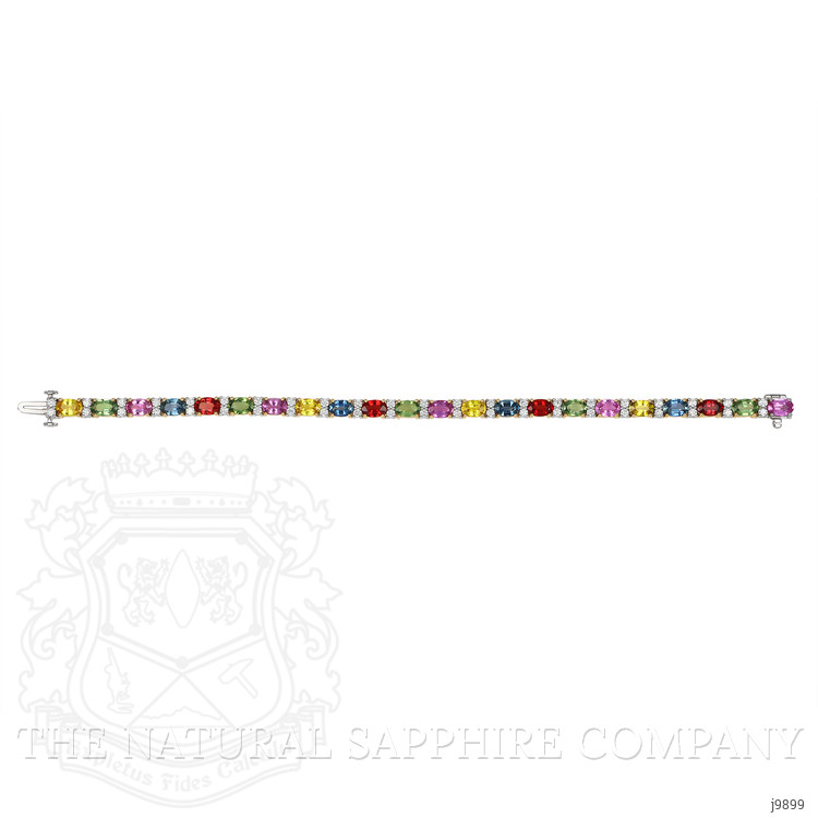 12.65 Ct.Tw. Multi Color Sapphire and Natural Diamond Pave Bracelet, 18K White & Yellow