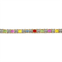 12.65 Ct.Tw. Multi Color Sapphire and Natural Diamond Pave Bracelet, 18K White & Yellow Image