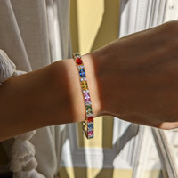 12.65 Ct.Tw. Multi Color Sapphire and Natural Diamond Pave Bracelet, 18K White & Yellow Life Style