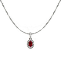 0.27 Ct. Ruby Natural Diamond Pave Pendant, 14K White Gold Image