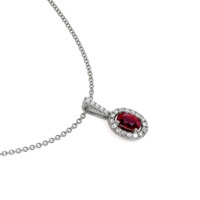 0.27 Ct. Ruby Natural Diamond Pave Pendant, 14K White Gold Image