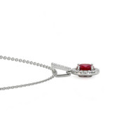 0.27 Ct. Ruby Natural Diamond Pave Pendant, 14K White Gold Image