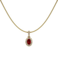 0.27 Ct. Ruby Natural Diamond Pave Pendant, 14K Yellow Gold Image