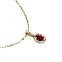 0.27 Ct. Ruby Natural Diamond Pave Pendant, 14K Yellow Gold Image