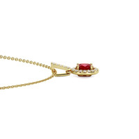 0.27 Ct. Ruby Natural Diamond Pave Pendant, 14K Yellow Gold Image
