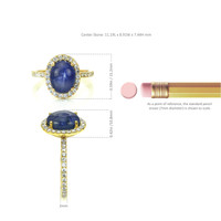 7.38 Ct. Blue Sapphire and Natural Diamond Pave Ring, 14K Yellow Gold Image