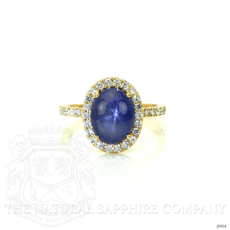 7.38 Ct. Blue Sapphire and Natural Diamond Pave Ring, 14K Yellow Gold