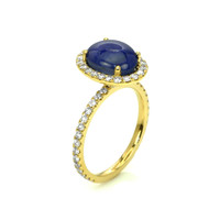 7.38 Ct. Blue Sapphire and Natural Diamond Pave Ring, 14K Yellow Gold Image