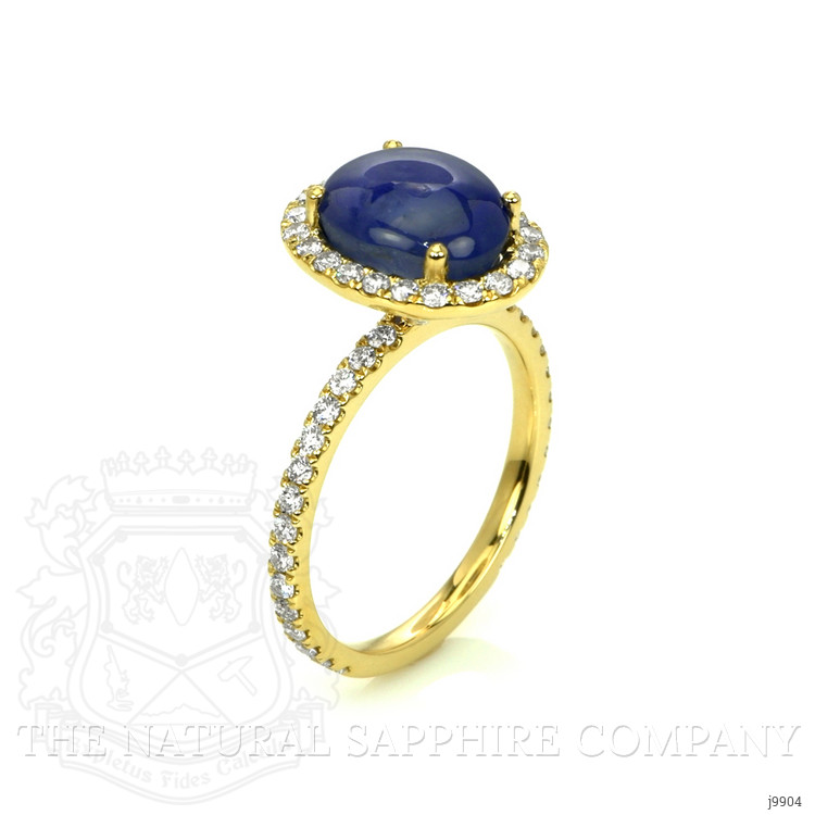 7.38 Ct. Blue Sapphire and Natural Diamond Pave Ring, 14K Yellow Gold
