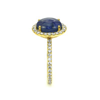 7.38 Ct. Blue Sapphire and Natural Diamond Pave Ring, 14K Yellow Gold Image