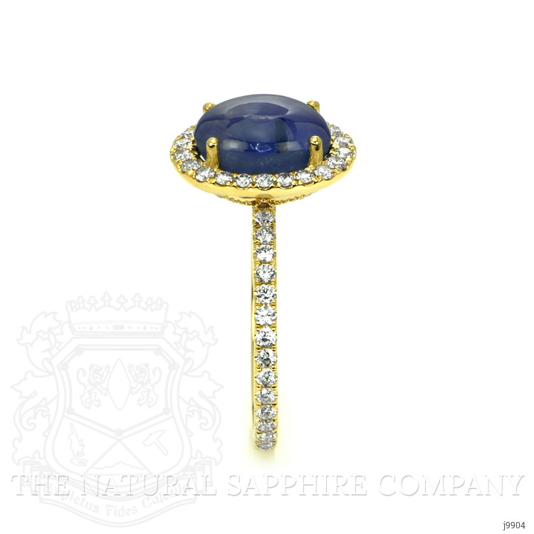 7.38 Ct. Blue Sapphire and Natural Diamond Pave Ring, 14K Yellow Gold