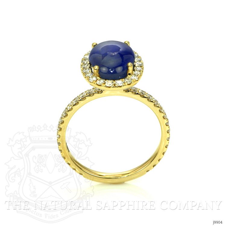 7.38 Ct. Blue Sapphire and Natural Diamond Pave Ring, 14K Yellow Gold