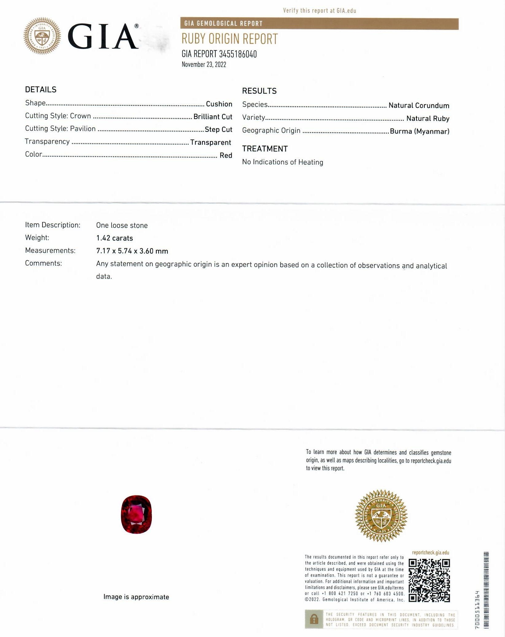 1.42 Ct. Pinkish Red Ruby and Natural Diamond Pave Ring, 18K White & Yellow