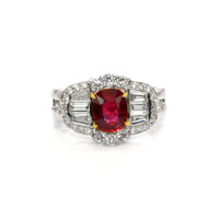 1.42 Ct. Ruby Natural Diamond Pave Ring, 18K White & Yellow Video