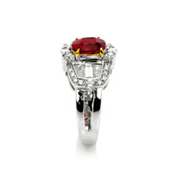 1.42 Ct. Ruby Natural Diamond Pave Ring, 18K White & Yellow Image