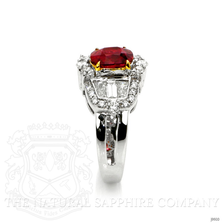 1.42 Ct. Ruby Natural Diamond Pave Ring, 18K White & Yellow