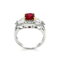 1.42 Ct. Ruby Natural Diamond Pave Ring, 18K White & Yellow Image