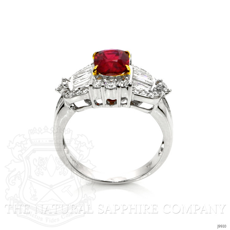 1.42 Ct. Ruby Natural Diamond Pave Ring, 18K White & Yellow