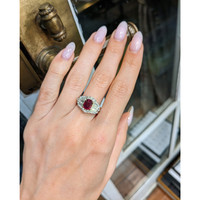1.42 Ct. Ruby Natural Diamond Pave Ring, 18K White & Yellow Life Style