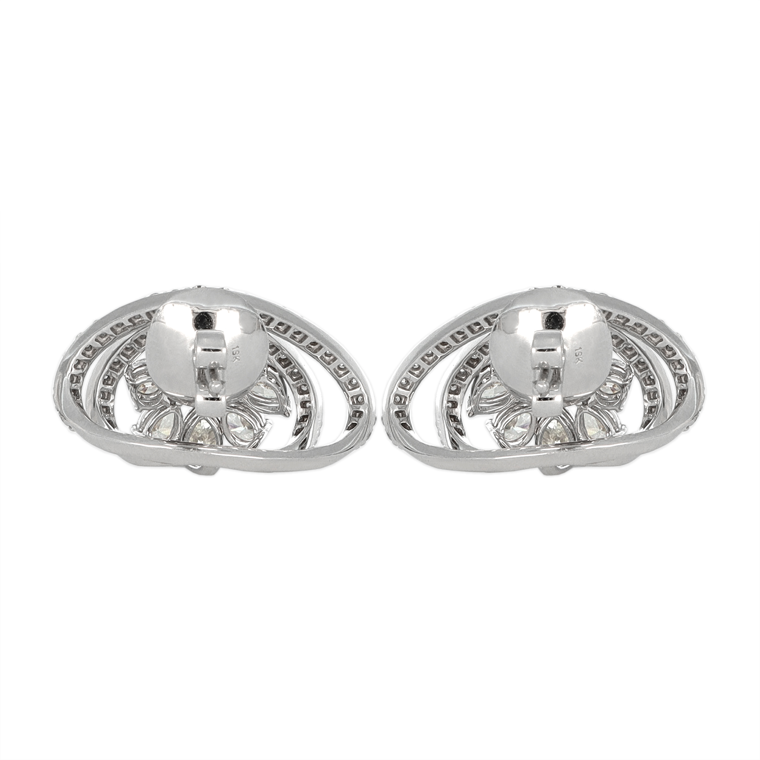 Ruby Pave Earrings - Oval 2.08 Ct. - 18K White Gold #J9911