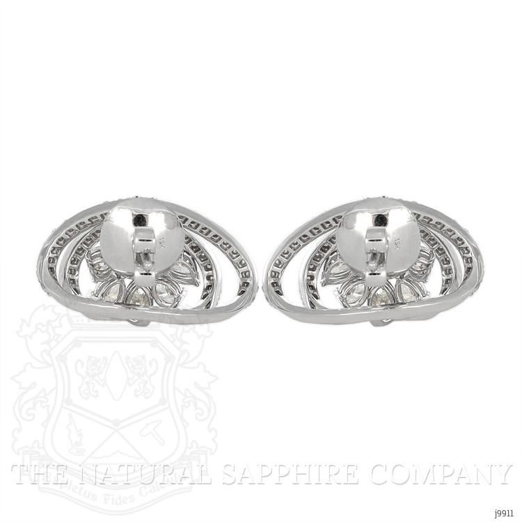 2.08 Ct.Tw. Ruby Natural Diamond Pave Earrings, 18K White Gold