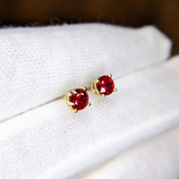 0.95 Ct.Tw.Total Carat Weight Ruby Studs Earrings, 14K White Gold Image