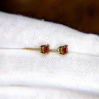 0.95 Ct.Tw.Total Carat Weight Ruby Studs Earrings, 14K White Gold Image