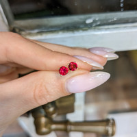 0.95 Ct.Tw.Total Carat Weight Ruby Studs Earrings, 14K White Gold Life Style