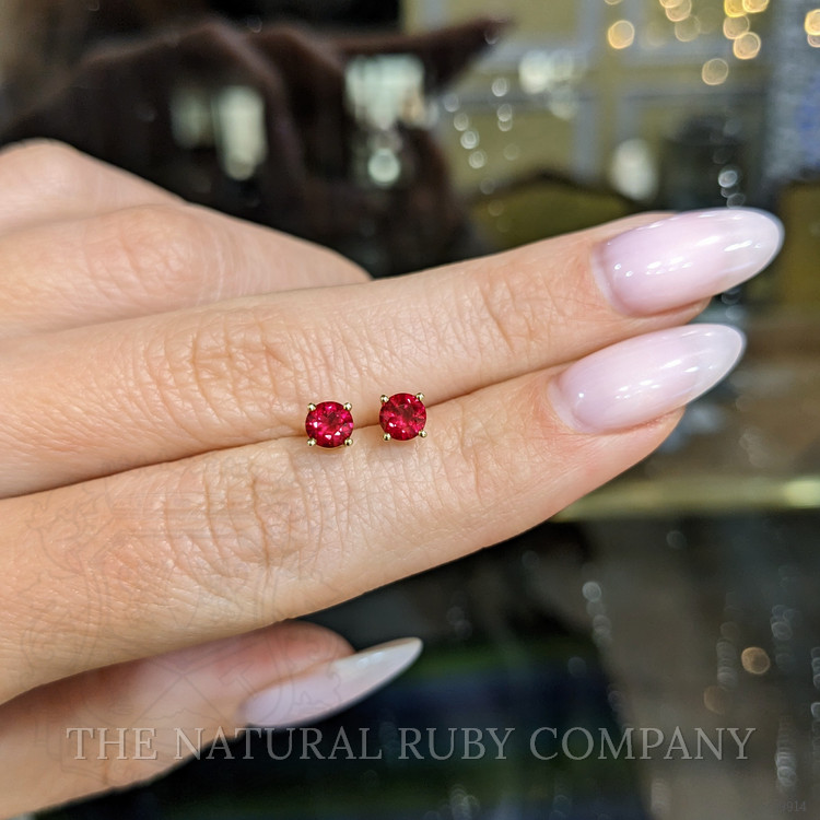 0.95 Ct.Tw. Ruby Studs Earrings, 14K White Gold