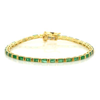 3.80 Ct.Tw. Emerald Tennis/Line Bracelet, 14K Yellow Gold Video