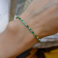 3.80 Ct.Tw. Emerald Tennis/Line Bracelet, 14K Yellow Gold Life Style