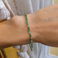 3.80 Ct.Tw. Emerald Tennis/Line Bracelet, 14K Yellow Gold Life Style