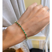 3.80 Ct.Tw. Emerald Tennis/Line Bracelet, 14K Yellow Gold Life Style