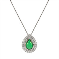 2.00 Ct. Emerald Natural Diamond Pave Pendant, 14K White & Yellow Video