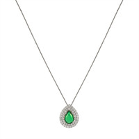 2.00 Ct. Emerald Natural Diamond Pave Pendant, 14K White & Yellow Image