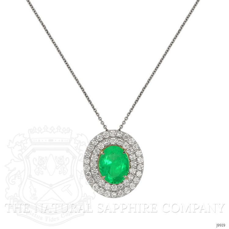 3.71 Ct. Emerald Natural Diamond Pave Pendant, 14K White & Yellow