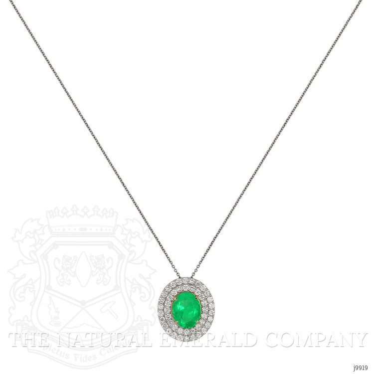 3.71 Ct. Emerald Natural Diamond Pave Pendant, 14K White & Yellow