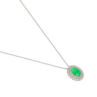 3.71 Ct. Emerald Natural Diamond Pave Pendant, 14K White & Yellow Image