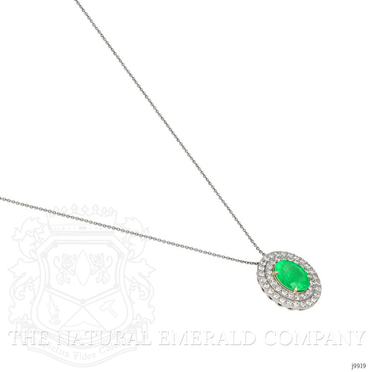 3.71 Ct. Emerald Natural Diamond Pave Pendant, 14K White & Yellow
