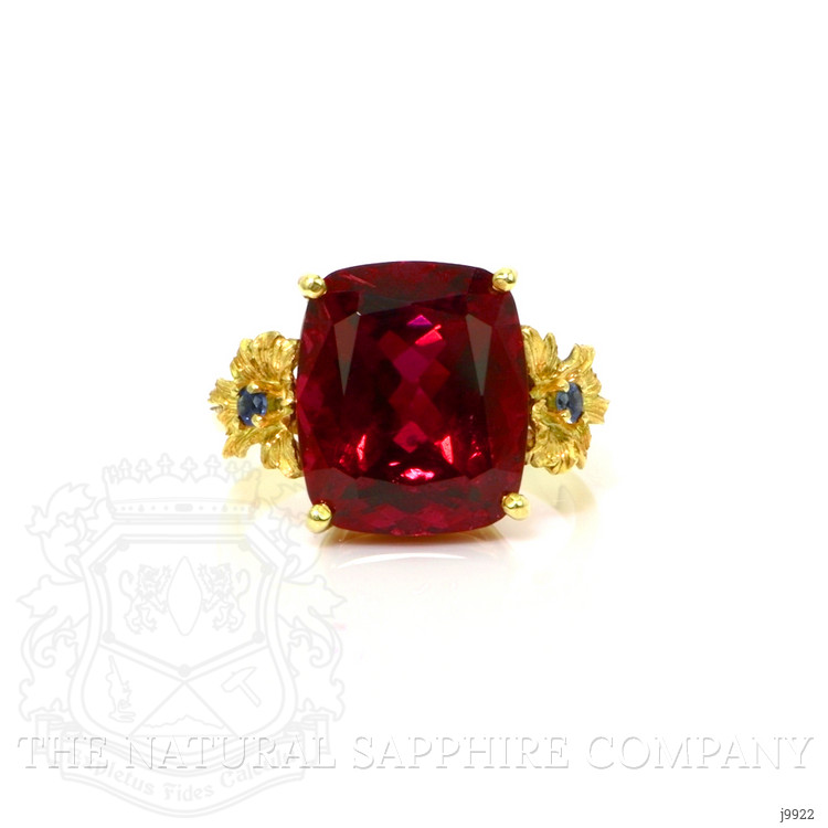 8.90 Ct. Rubellite Tourmaline Sapphire Antique Style Ring, 18K Yellow Gold