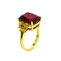 8.90 Ct. Rubellite Tourmaline Sapphire Antique Style Ring, 18K Yellow Gold Image