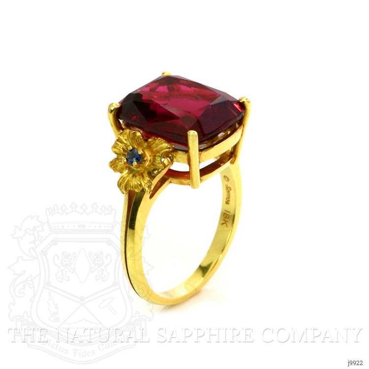 8.90 Ct. Rubellite Tourmaline Sapphire Antique Style Ring, 18K Yellow Gold