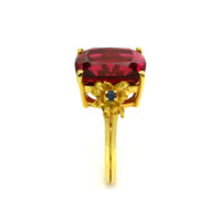8.90 Ct. Rubellite Tourmaline Sapphire Antique Style Ring, 18K Yellow Gold Image
