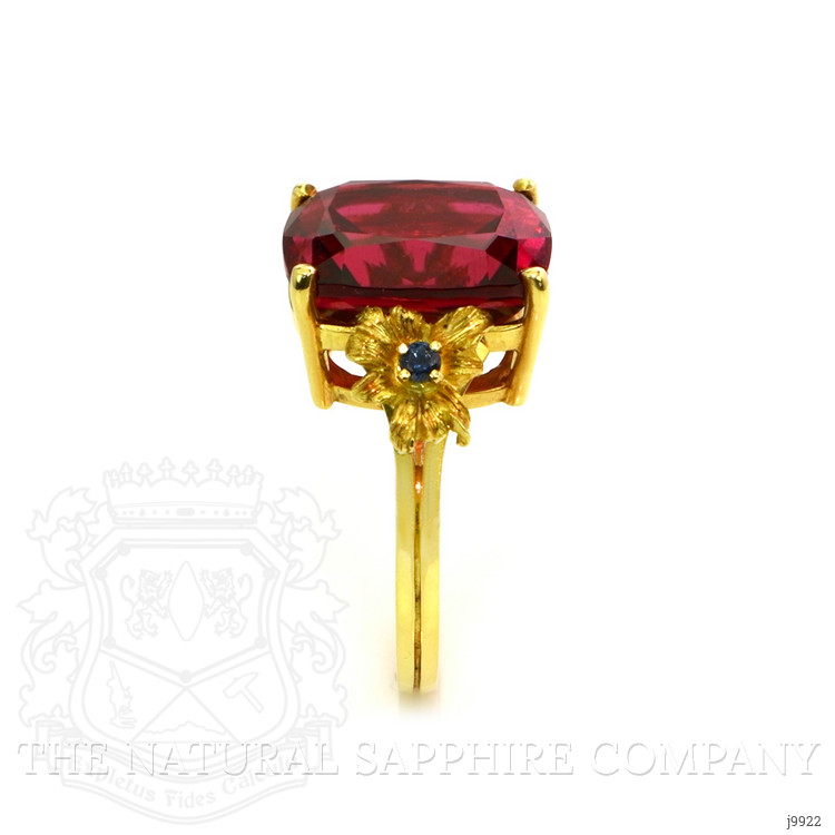 8.90 Ct. Rubellite Tourmaline Sapphire Antique Style Ring, 18K Yellow Gold