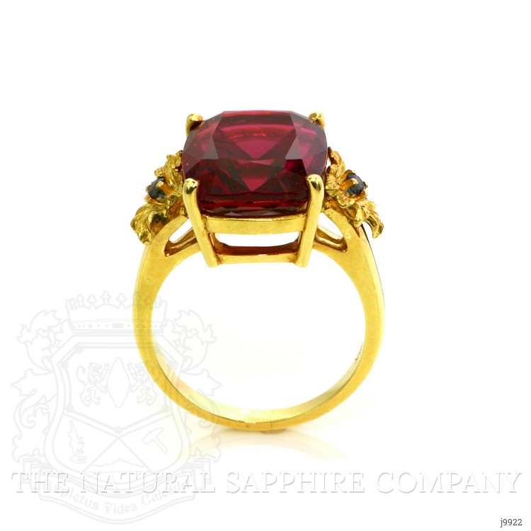8.90 Ct. Rubellite Tourmaline Sapphire Antique Style Ring, 18K Yellow Gold