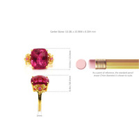 8.05 Ct. Rubellite Tourmaline Sapphire Antique Style Ring, 18K Yellow Gold Image
