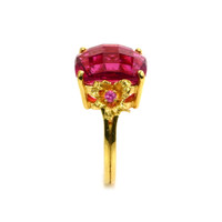 8.05 Ct. Rubellite Tourmaline Sapphire Antique Style Ring, 18K Yellow Gold Image