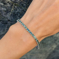 7.00 Ct.Tw. Green Sapphire Tennis/Line Bracelet, 14K White Gold Image