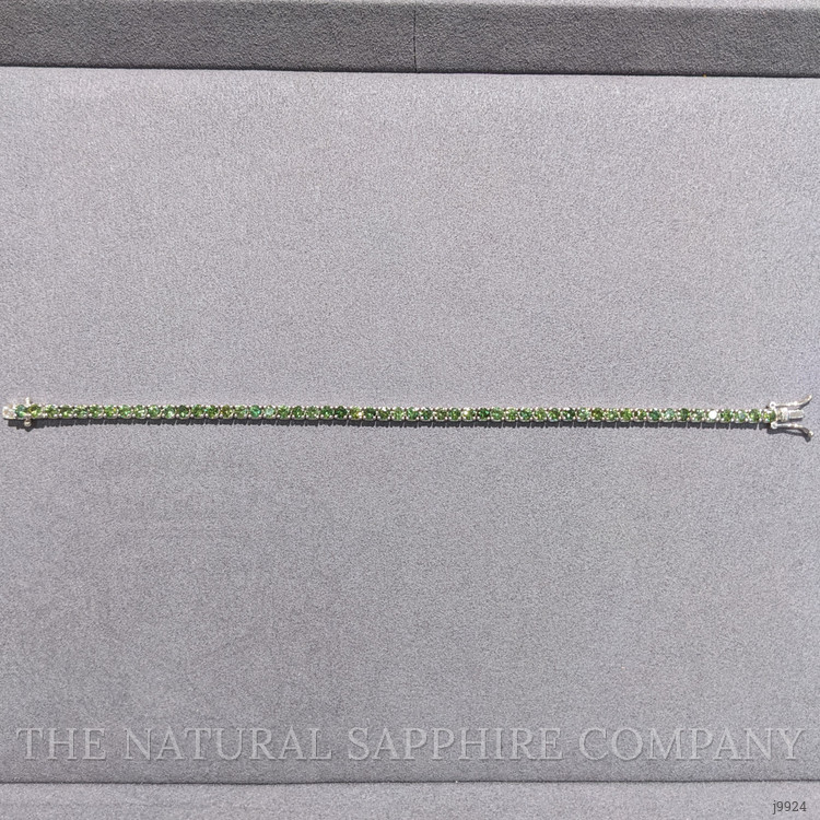 7.00 Ct.Tw. Green Sapphire Tennis/Line Bracelet, 14K White Gold